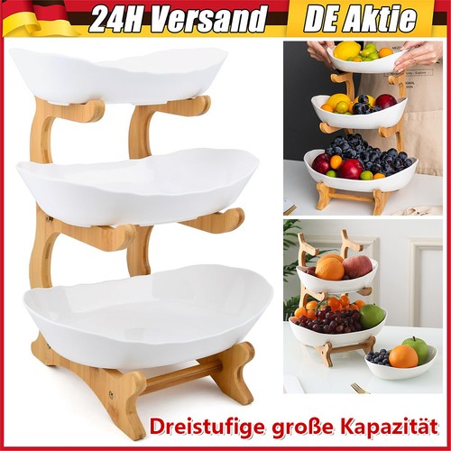 Stöckiger obstkorb aus holz - 3-stöckiger,