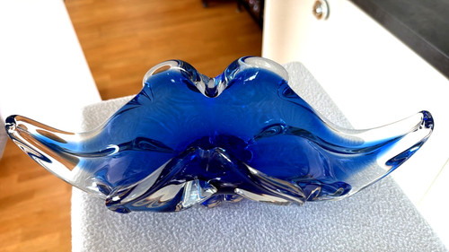 Große schwere glas schale - große,
